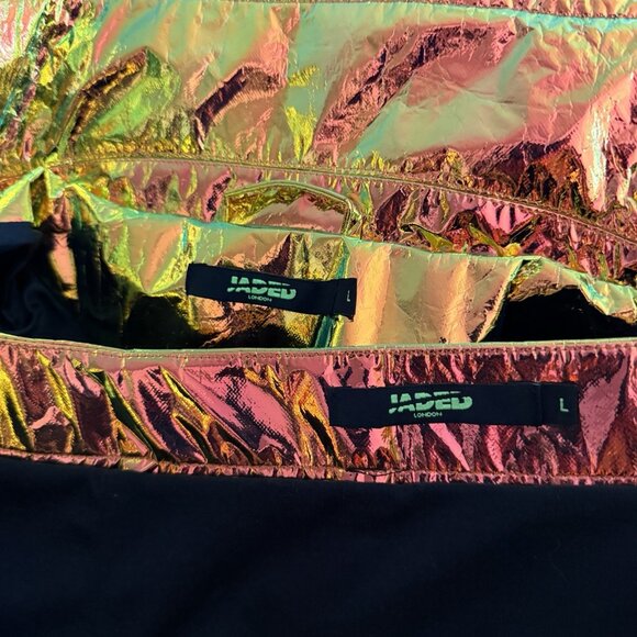 Jaded London Copper Holographic Cropped Jacket & Mini Skirt Set Sz L - Picture 8 of 11